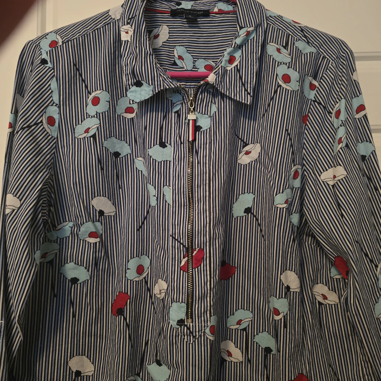Tommy Hilfiger Women's Striped Floral Zip-Up Shirt XL - photo 2
