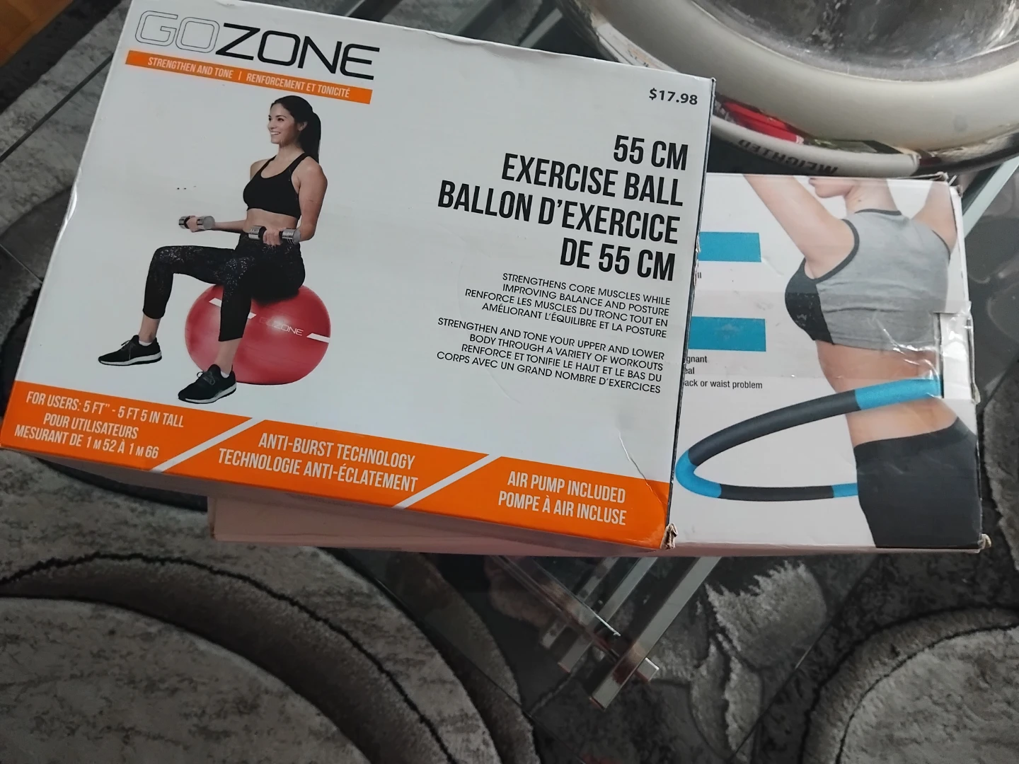Exercise ball and weighted hoop