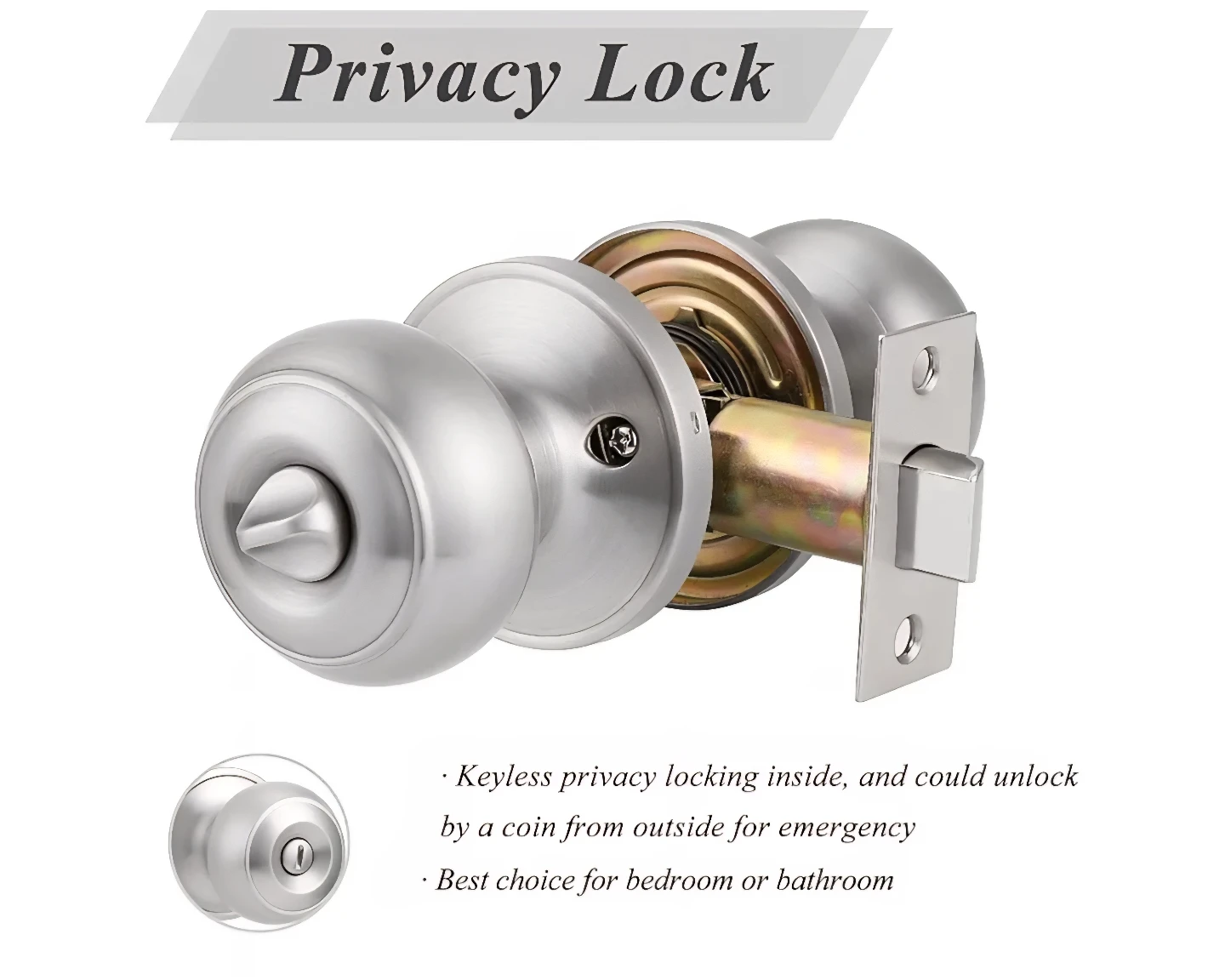 ProBrico 5 Pack Nickel Privacy Door Knobs - photo 2