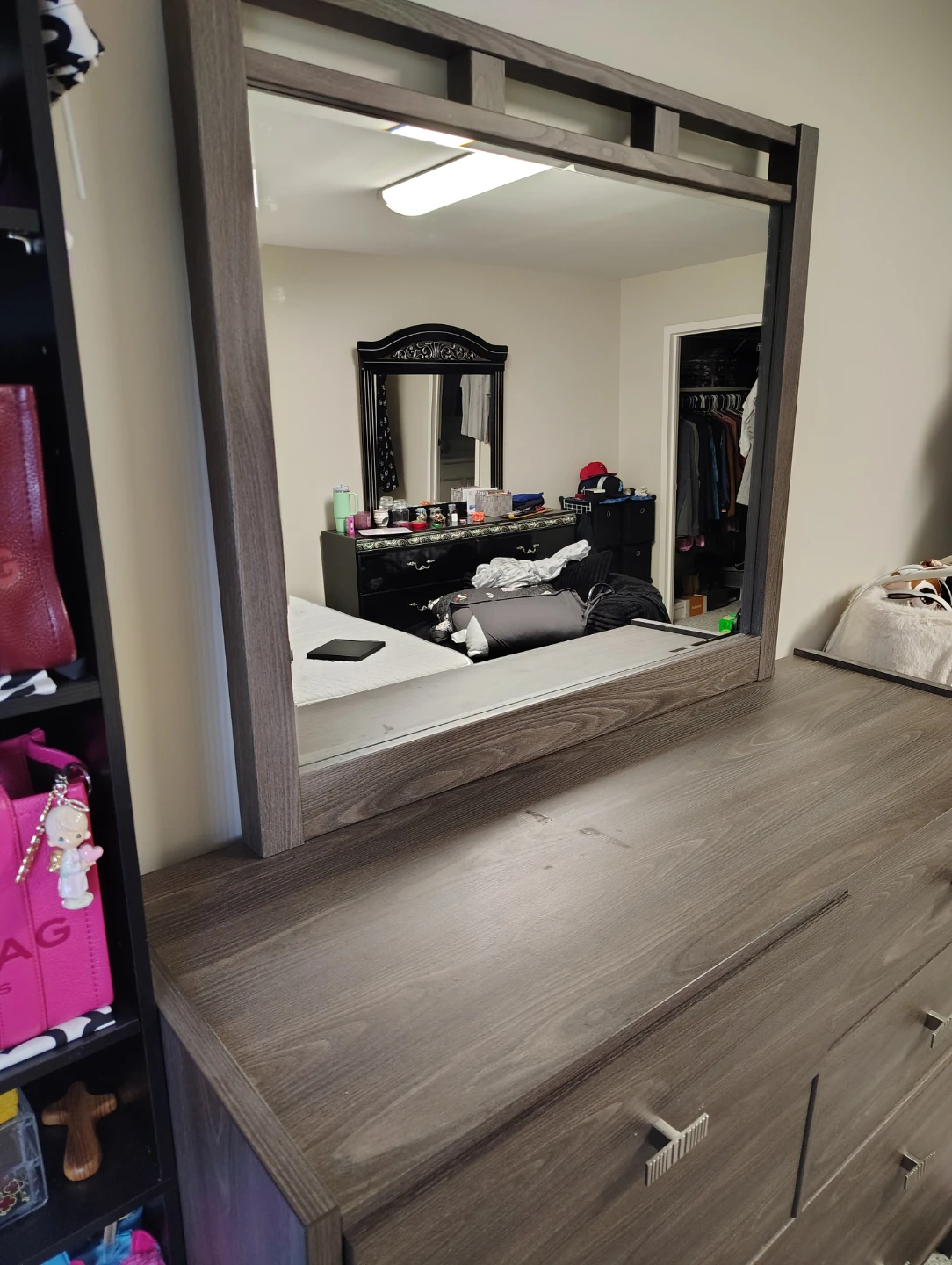 Wood Dresser with Mirror Plus Nightstand