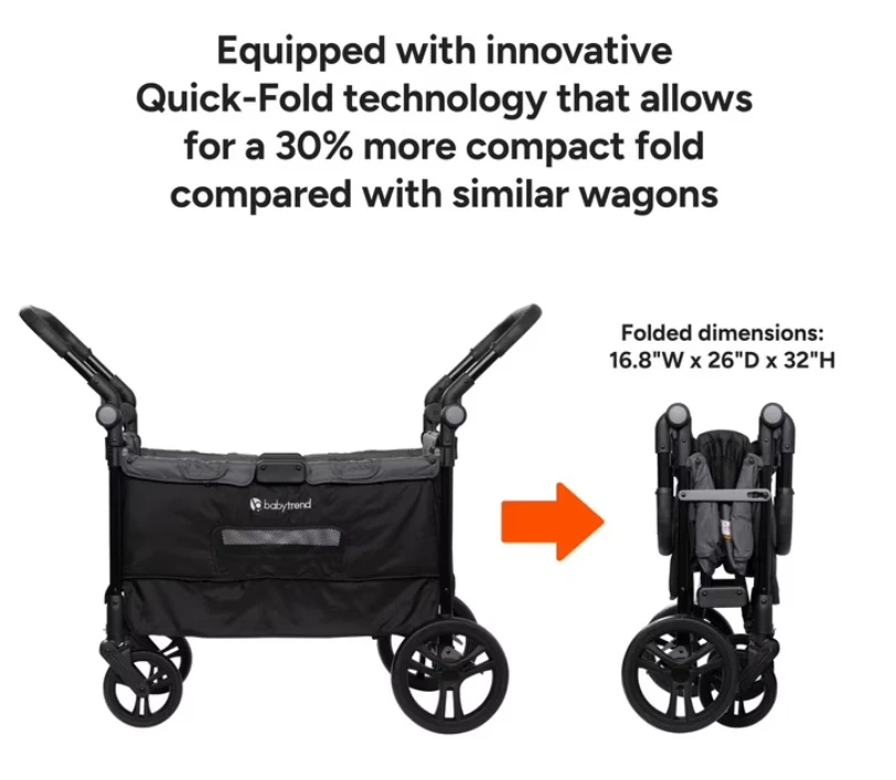 NEW Baby Trend Quest PLUS 3-in-1 Stroller Wagon Dash Black - photo 2
