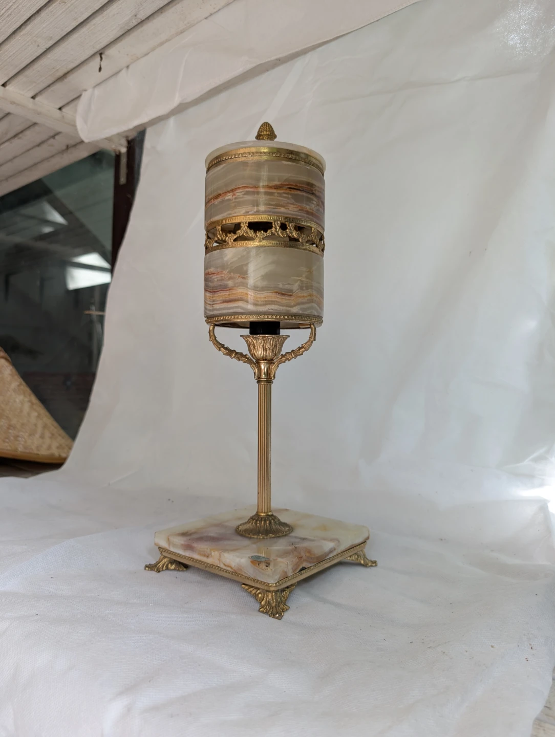 ⚽Vintage Onyx and Brass Table Lamp - photo 5