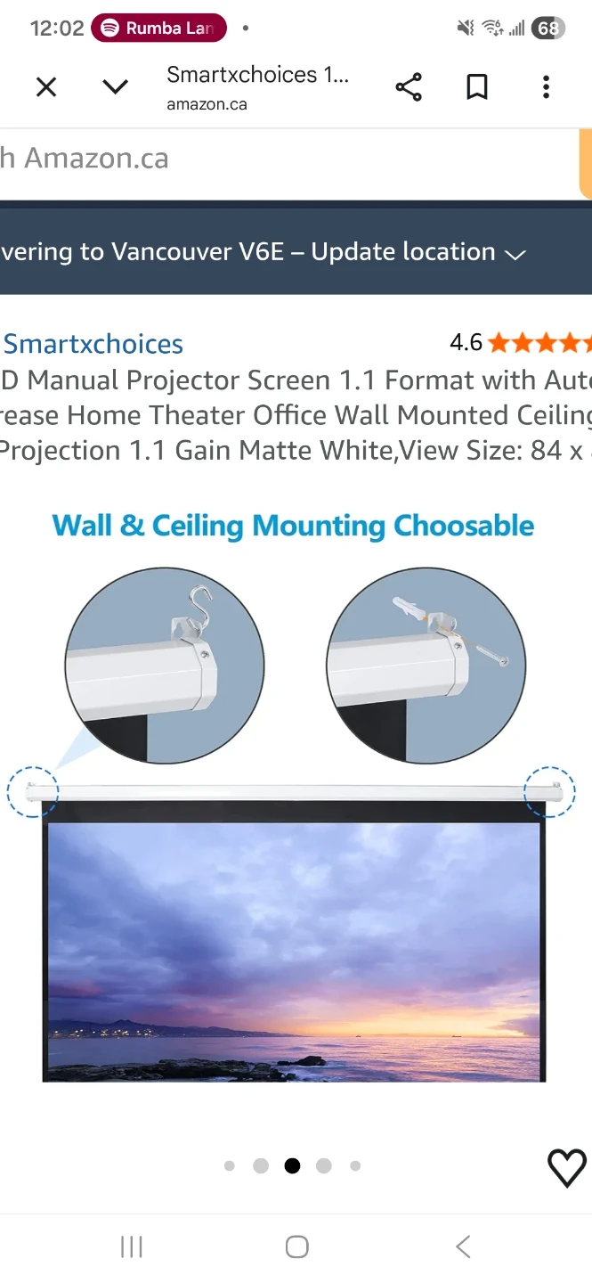 84" x 84" High Definition Cinema White Screen - photo 2