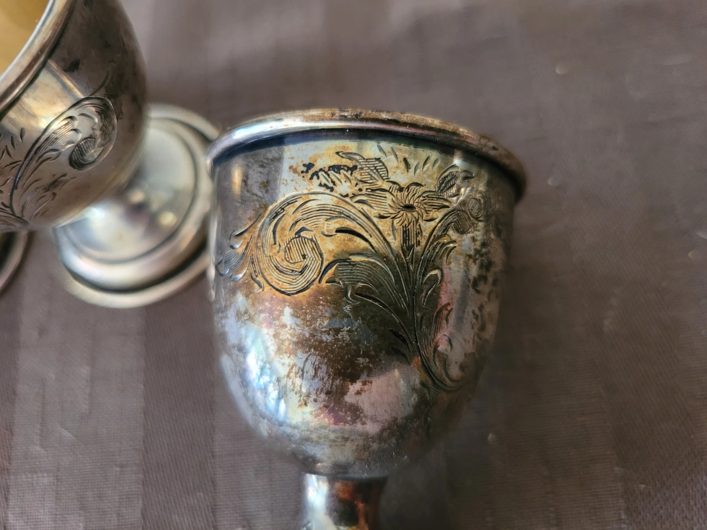 Set of 4 vintage Sterling floral Silver Egg Cups - photo 2