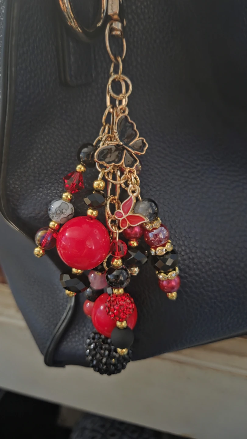Beaded Butterfly Charm Keychain - photo 3