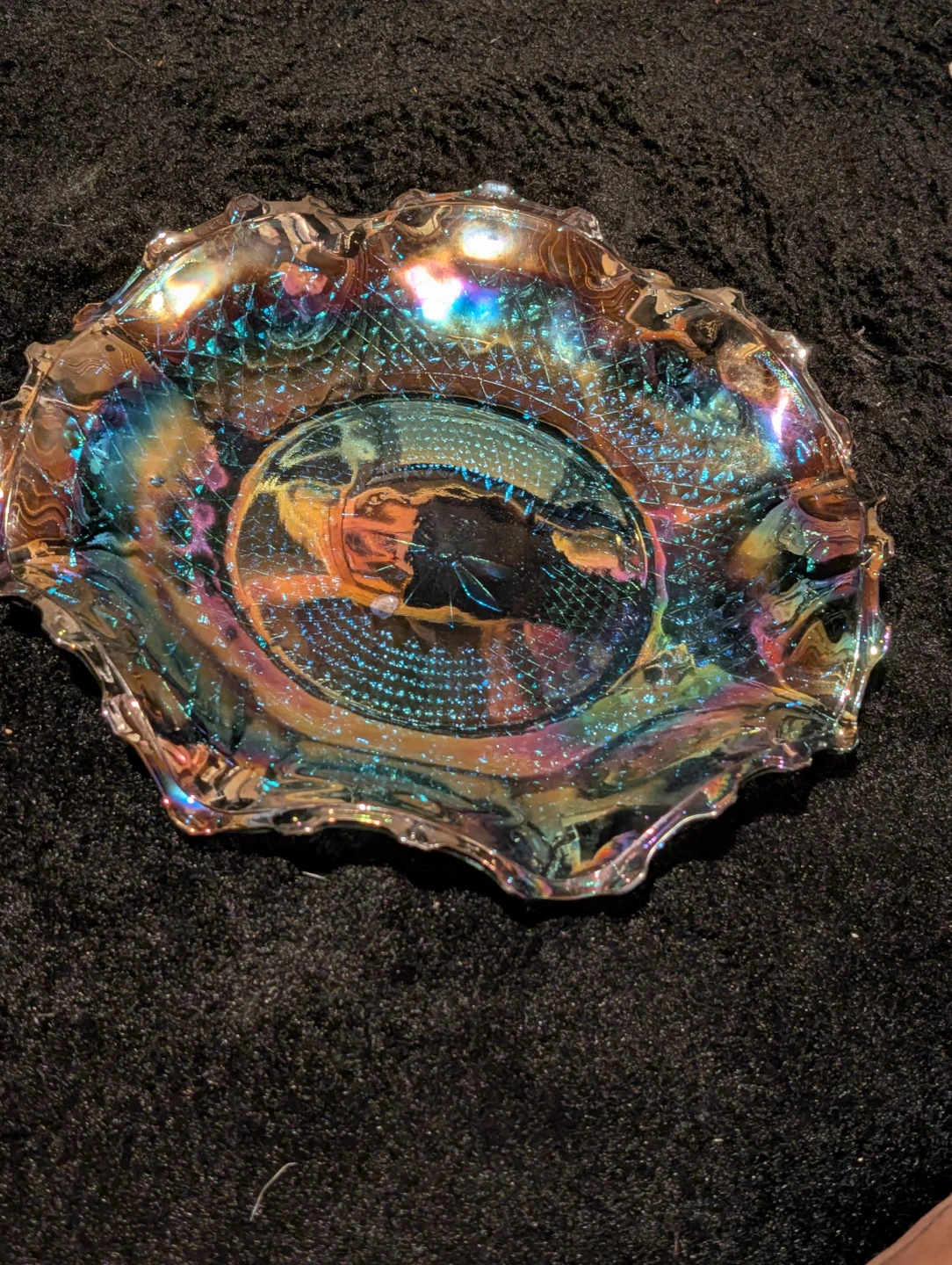 Blue Carnival Glass Bowl - photo 2