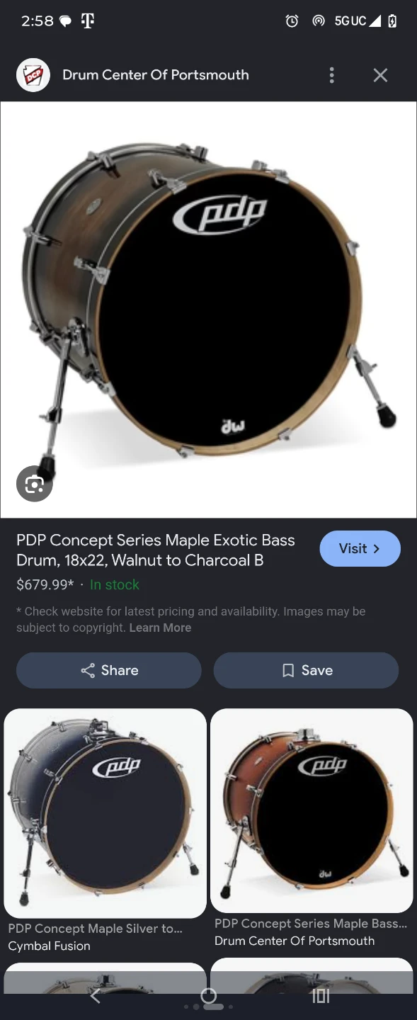 PDP Concept Series Maple Exotic Bass Drum, 18x22