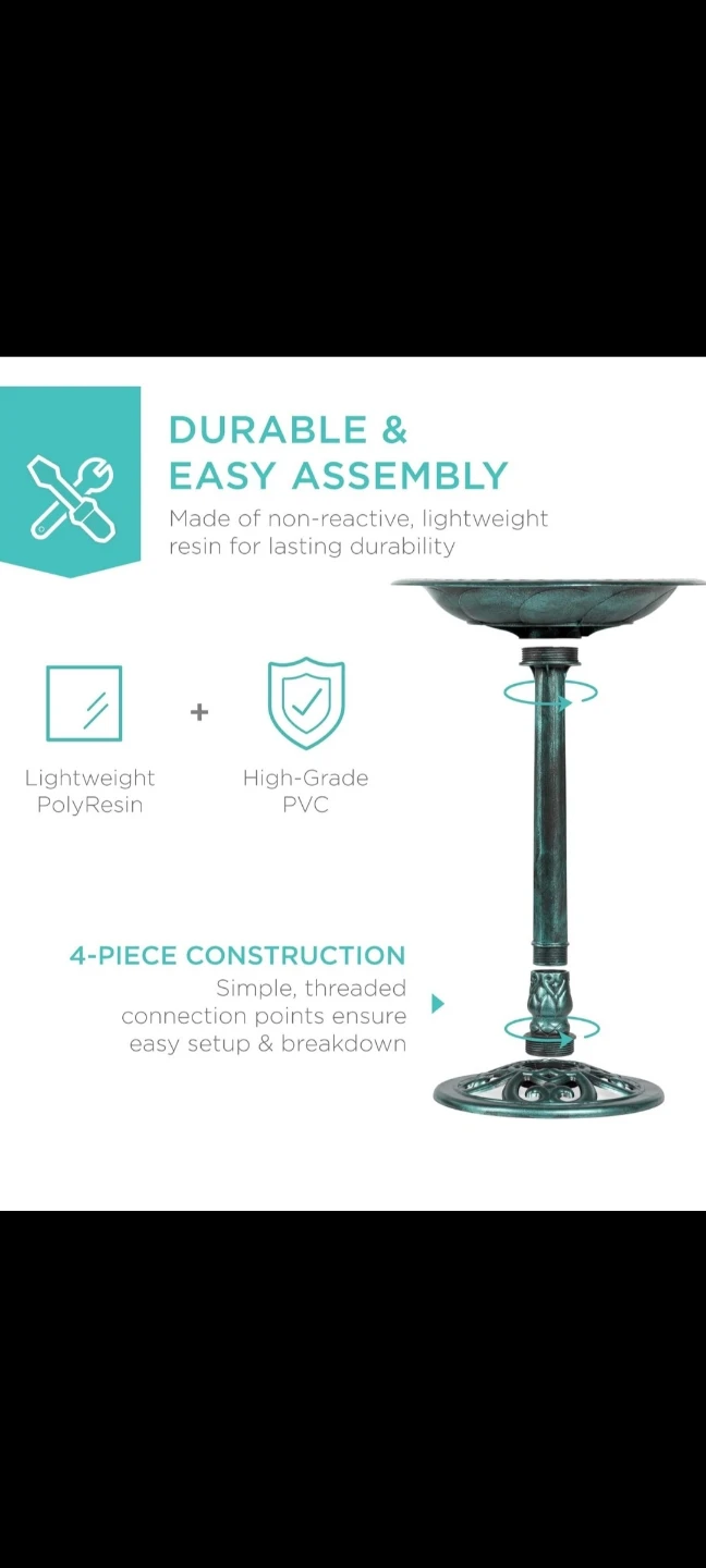 Best Choice Products Pedestal Bird Bath Garden Decor - photo 5