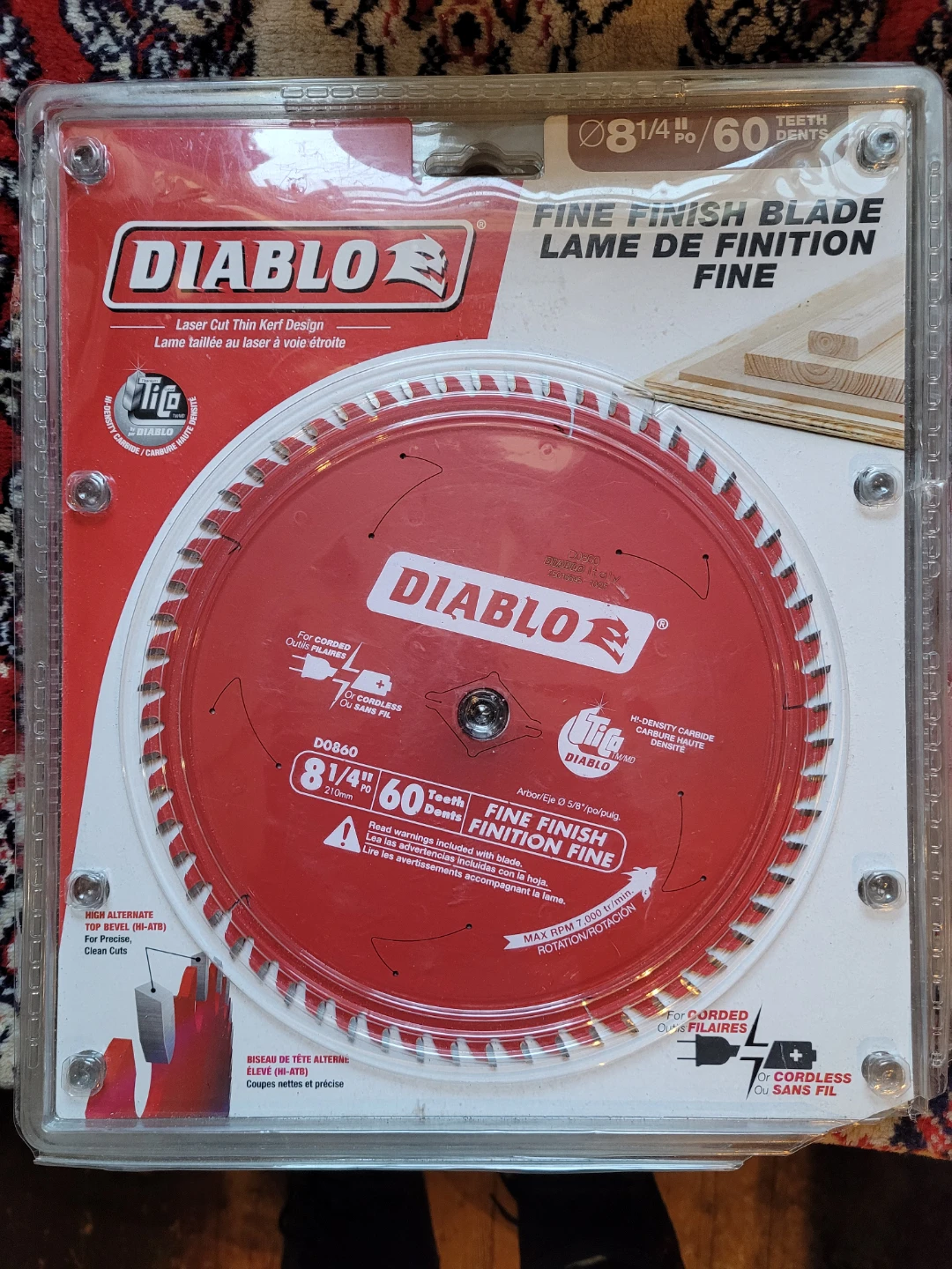 Diablo 8 1/4" Fine Finish Saw Blade (60 Teeth)