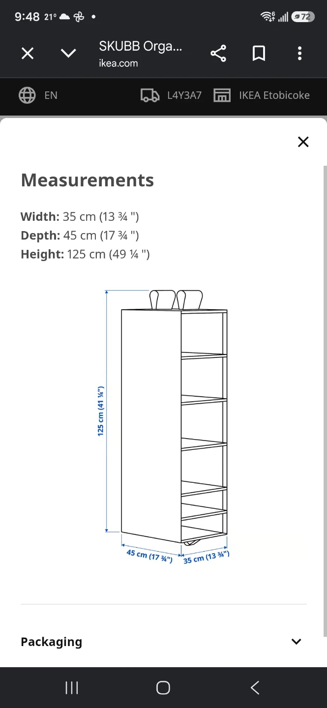 SEA BLUE IKEA SKUBB Organizer with 6 Compartments