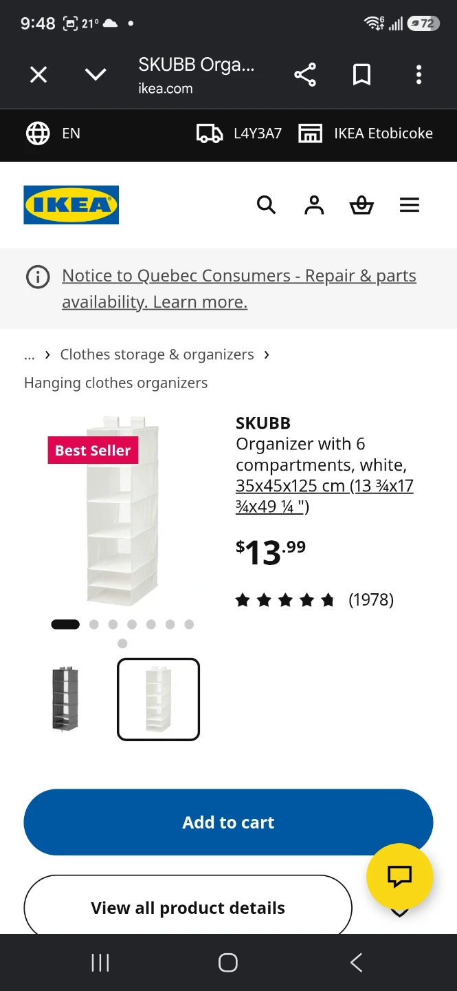 SEA BLUE IKEA SKUBB Organizer with 6 Compartments - photo 2