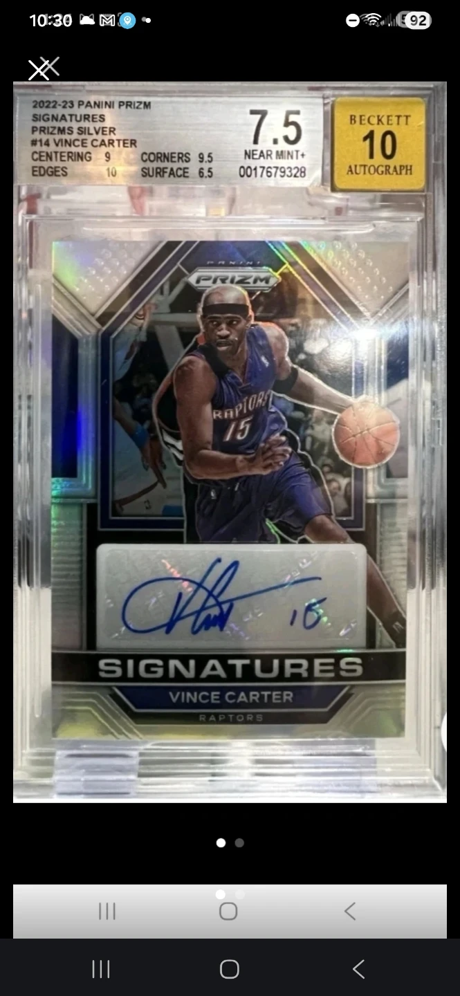2022-23 Panini Prizm Silver Signatures Vince Carter