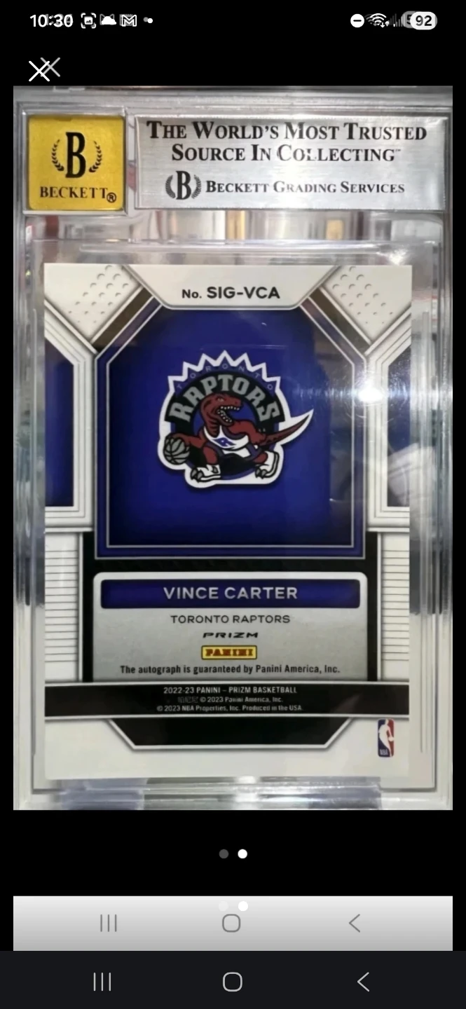 2022-23 Panini Prizm Silver Signatures Vince Carter - photo 2