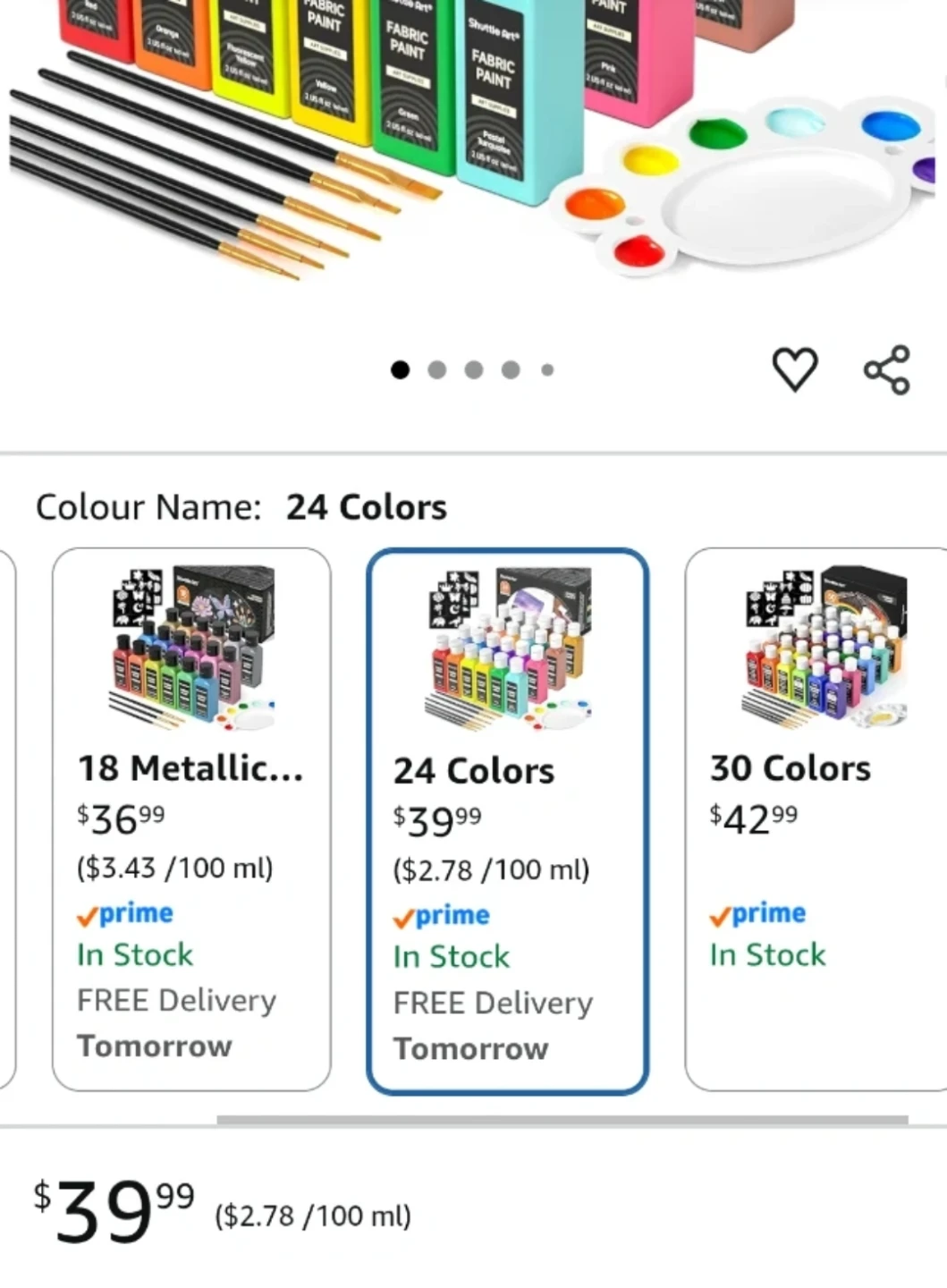 Brand new Shuttle Art 24 Colors Fabric Paint Set - photo 2