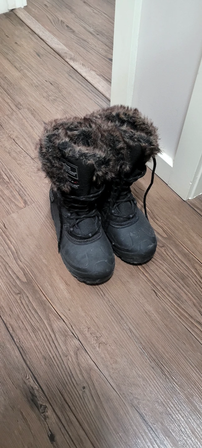 Black Winter Boots with Fur Trim