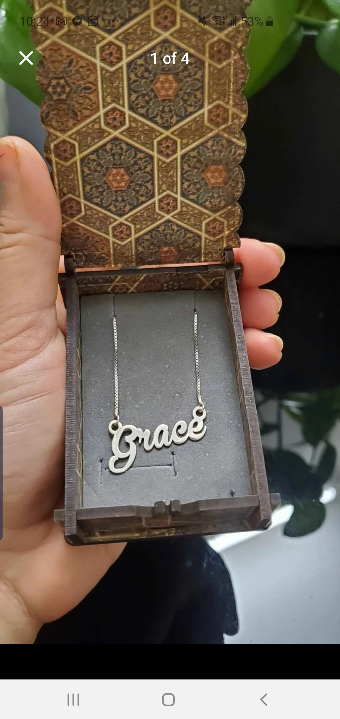 Grace name real silver necklace with box - photo 3