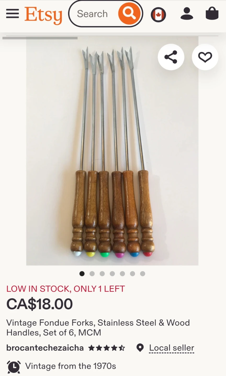 6 Vintage Fondue Forks from the 1970s - photo 3