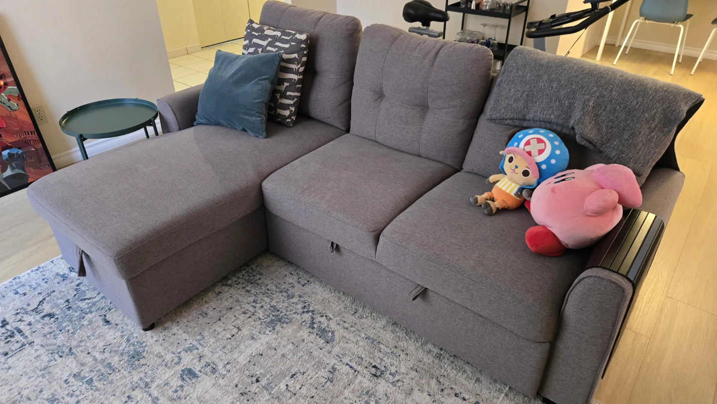 Grey Sectional Sofa with Storage