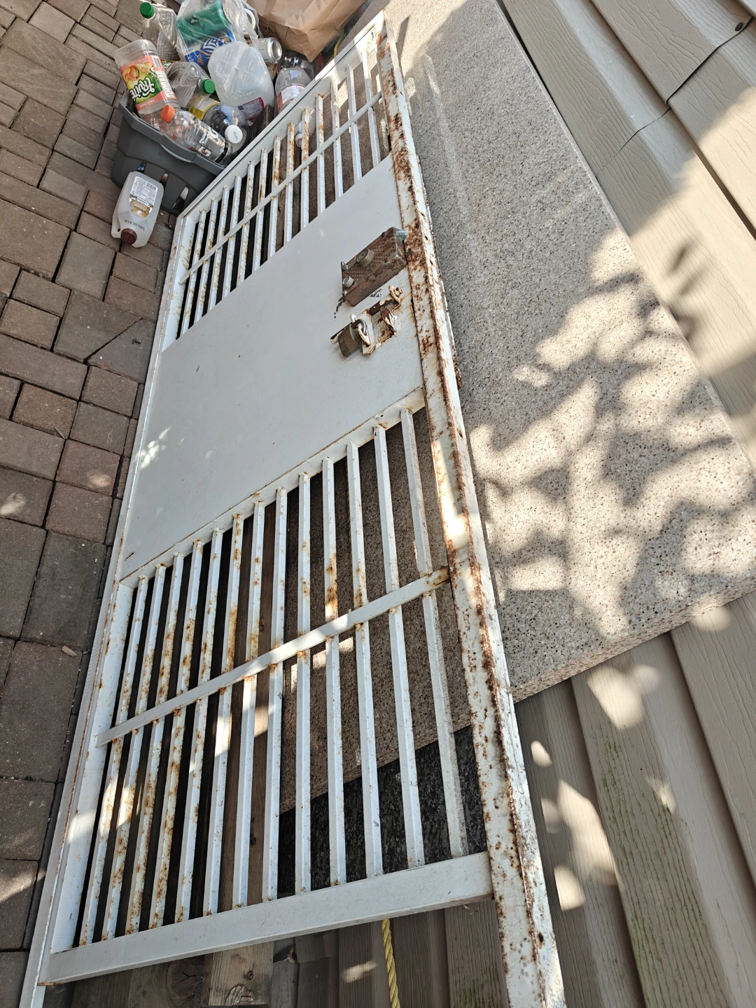 White Metal Garden Gate with Rust