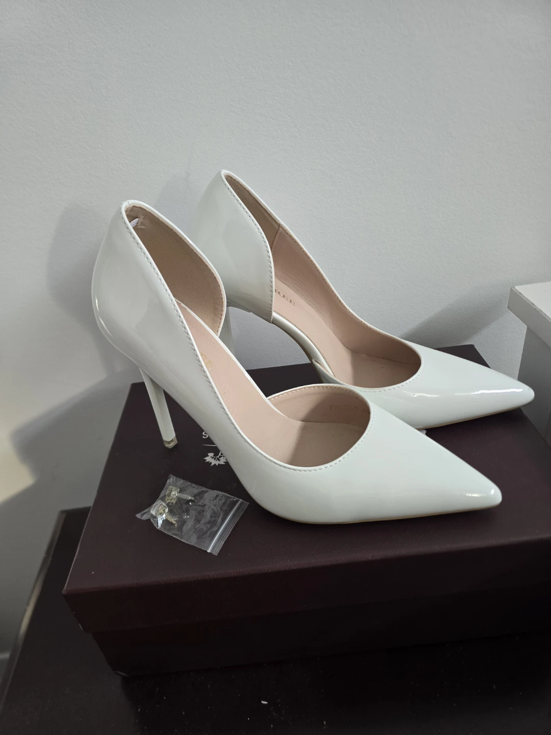 White Patent Stiletto Heels - Size 40