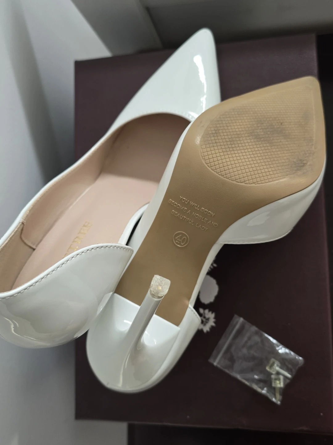 White Patent Stiletto Heels - Size 40 - photo 2