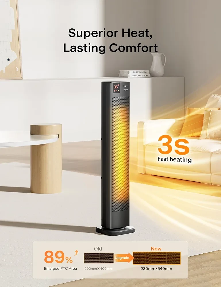 Tower Fan Heater with Remote