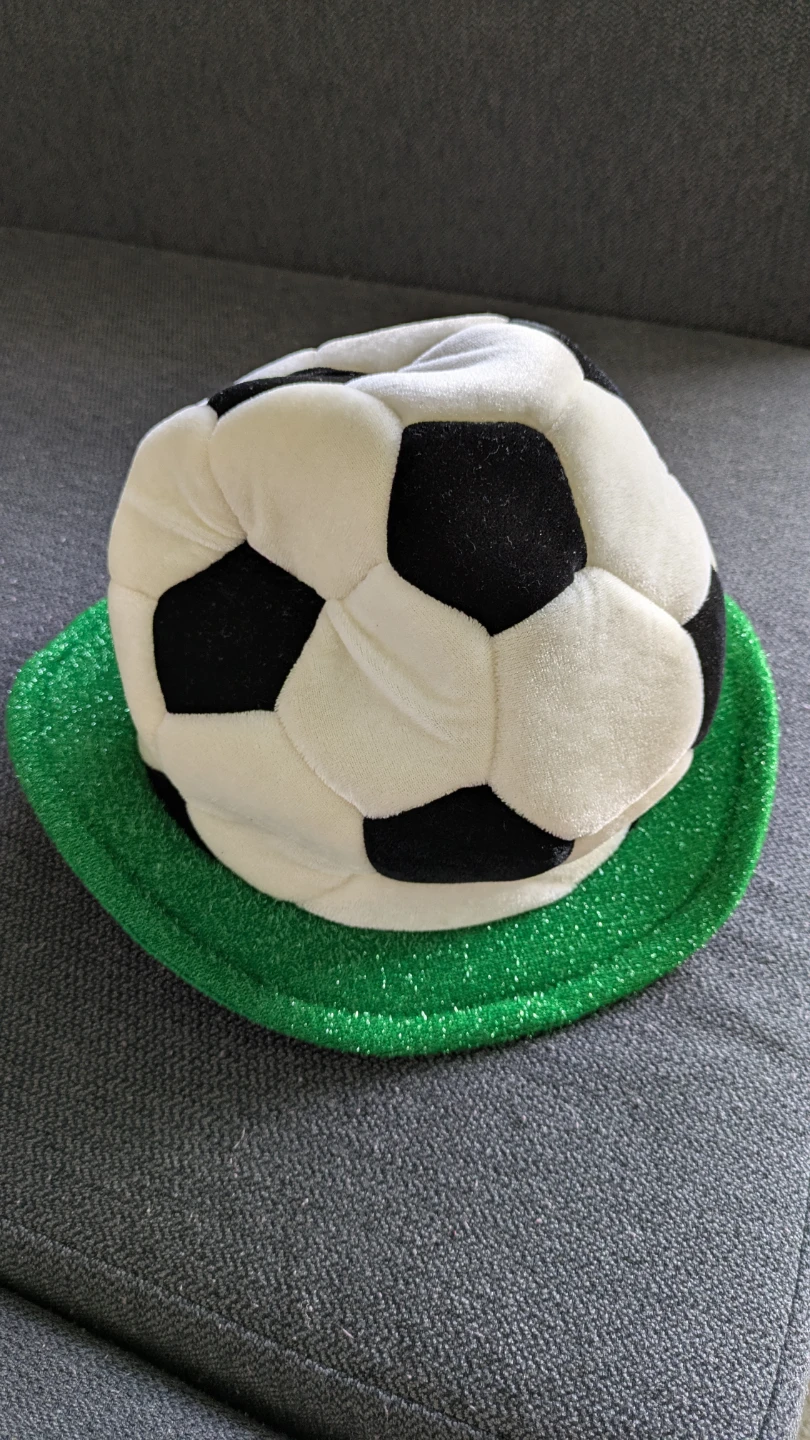 Soccer Ball Plush Hat with Green Brim