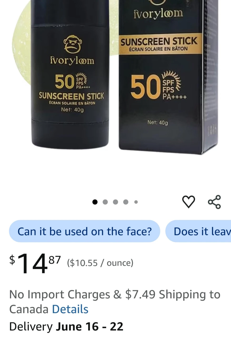 Ivory Loom Sunscreen Stick SPF 50 - 1.41 OZ - photo 3