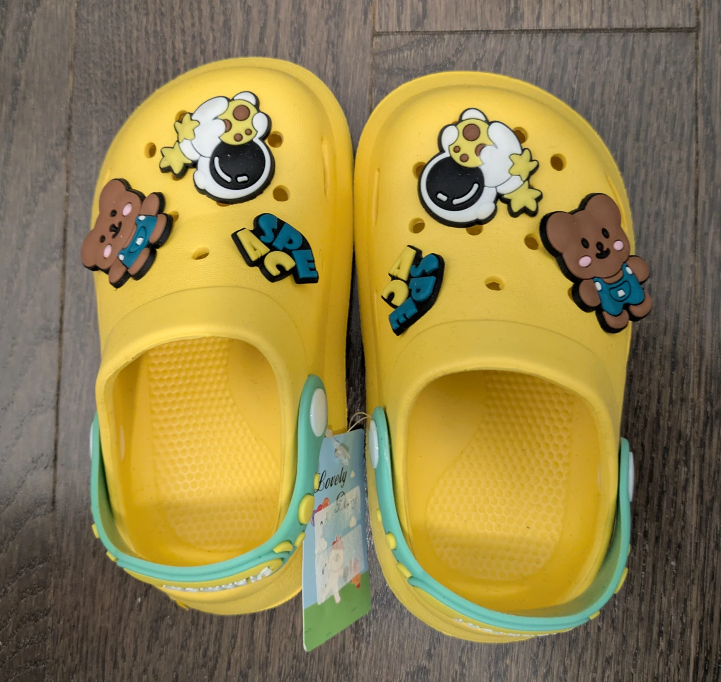 Brand New Kids Yellow Clog Sandals with Charms