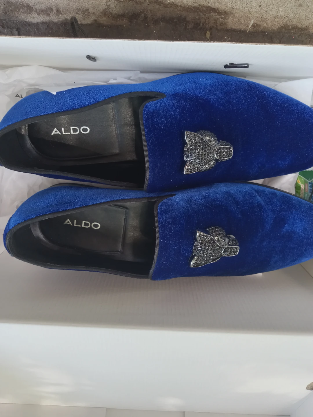 ALDO Blue Velvet Loafers with Black Panther Detail - photo 3