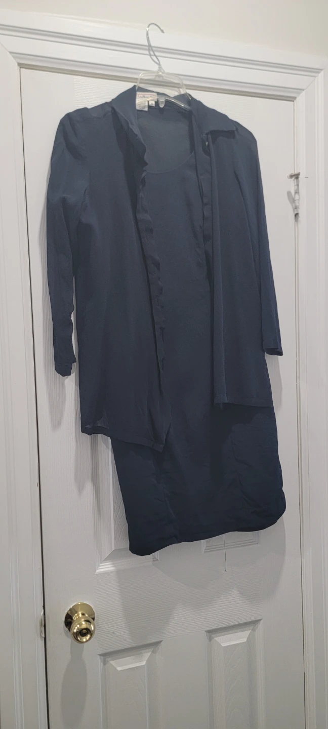 Talbots 100% Silk Navy Dress Suit Size 6
