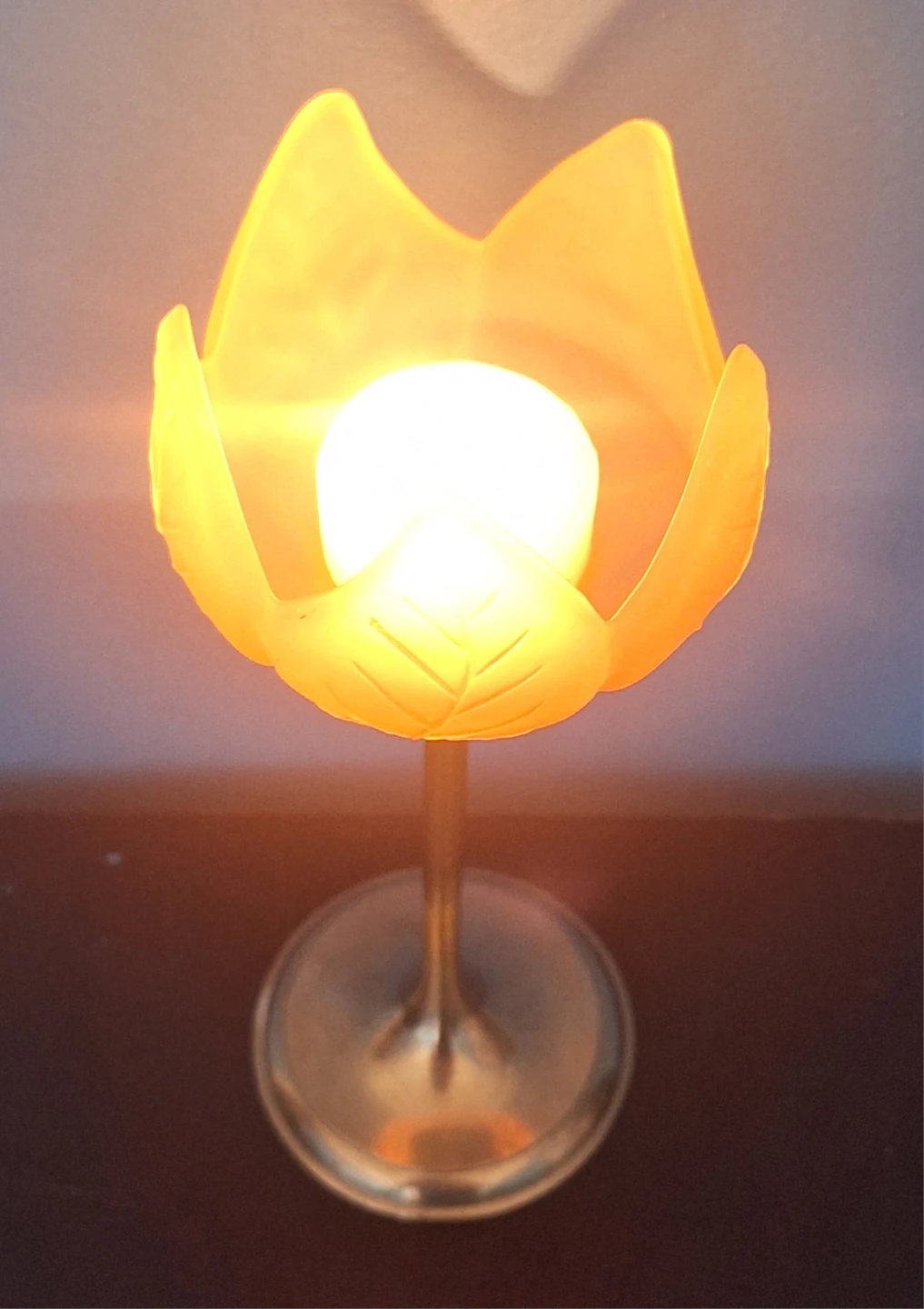 Vintage Brass and Frosted Glass Candle holder - photo 5