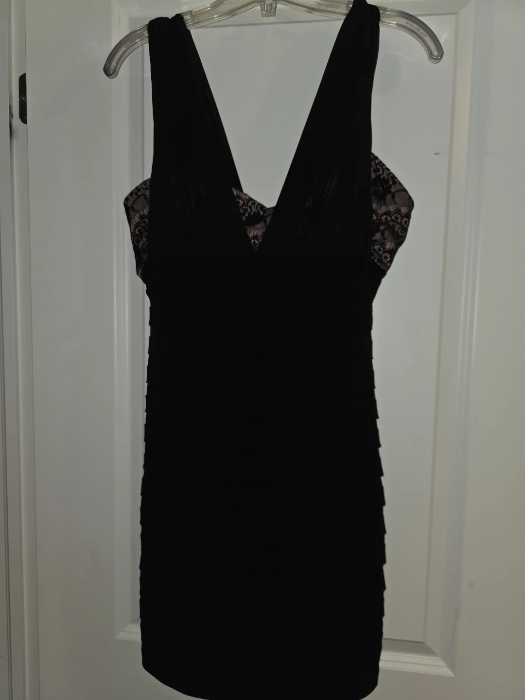 Black layered dress with lace detail BCBG