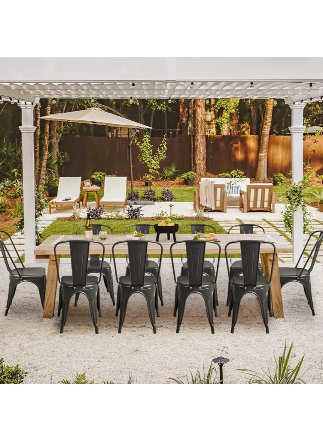 Set of 4 Black Metal Dining Chairs - photo 2