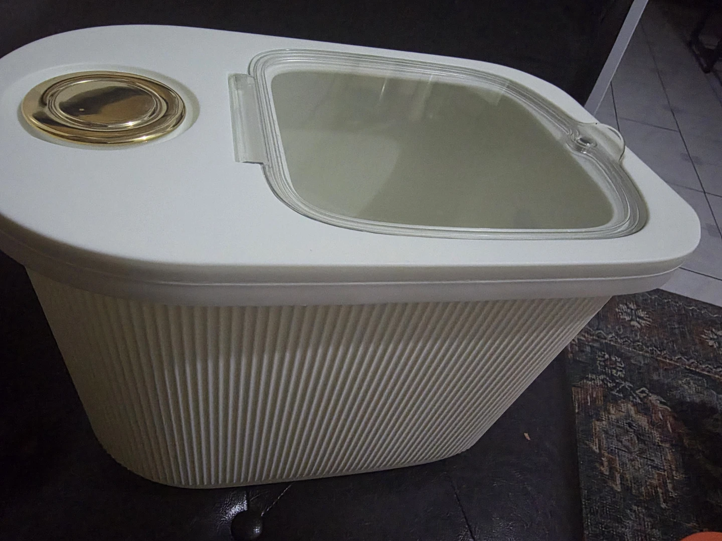 Vintage White & Gold Kitchen Storage Bin