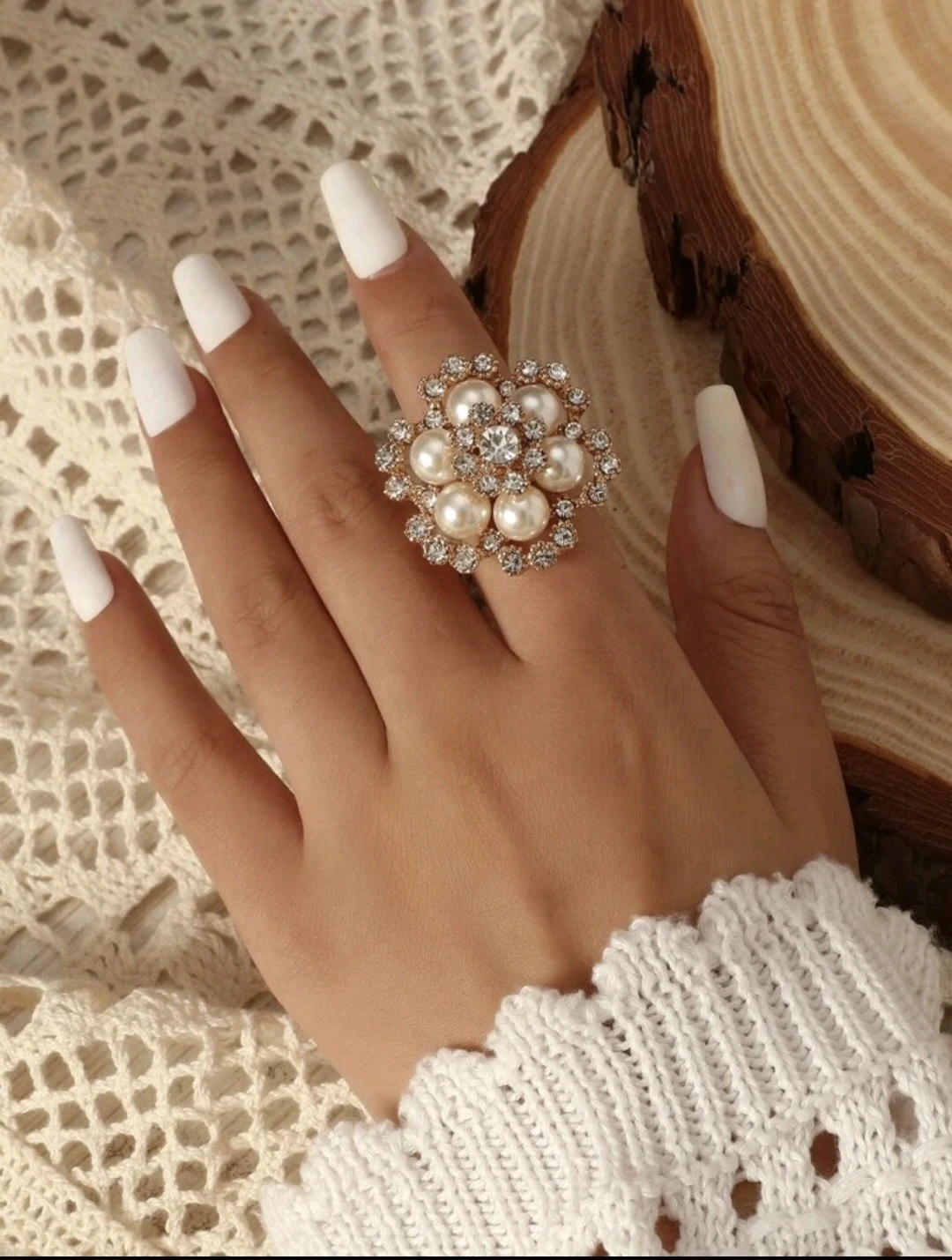 Pearl and Rhinestone Statement Ring - photo 5