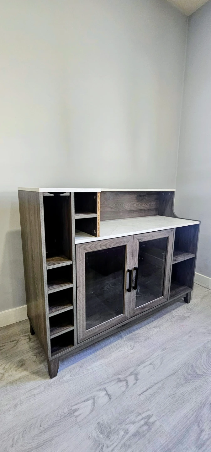 Bar Cabinet with Wine Storage and Glass Doors