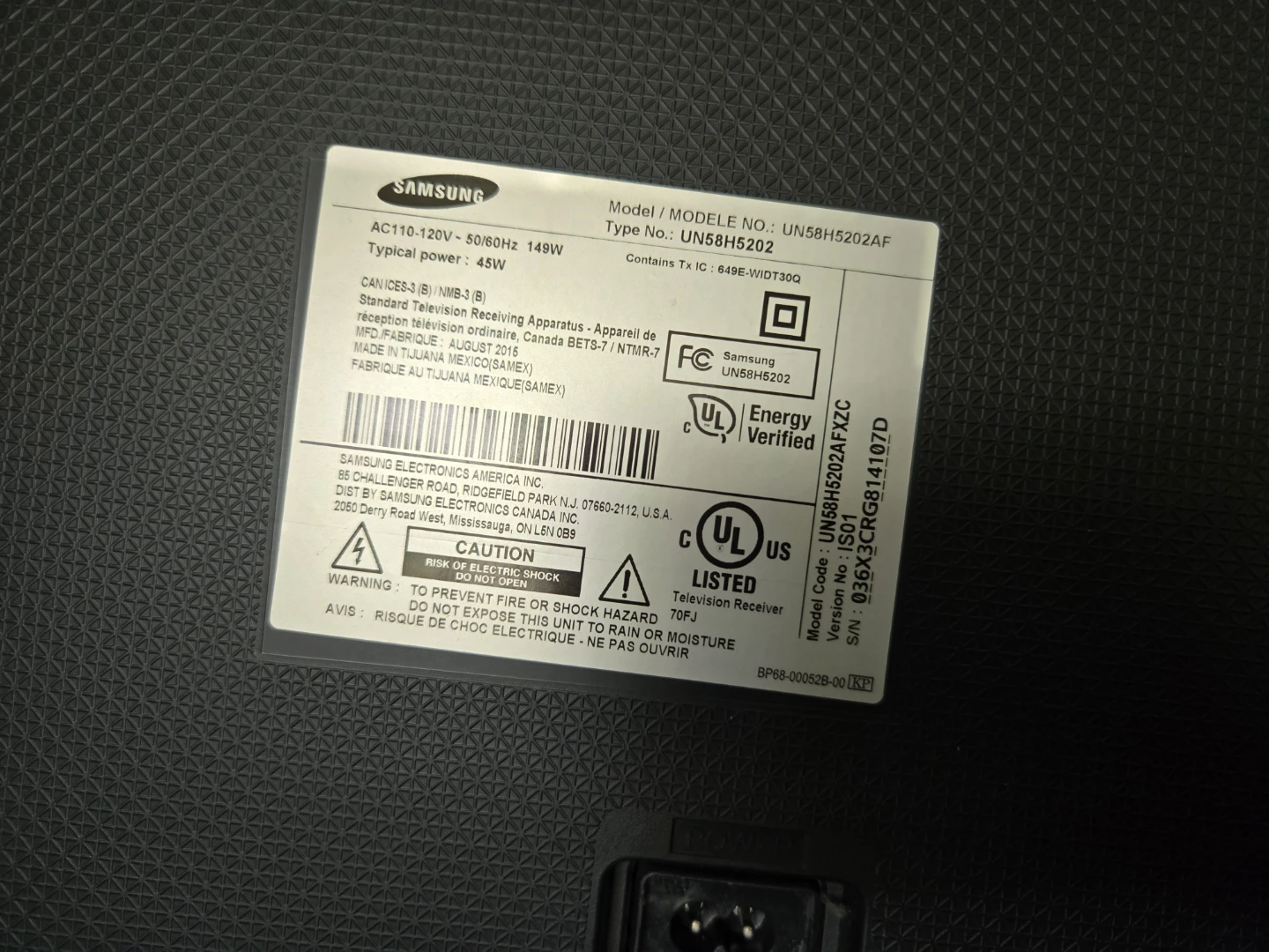 Samsung UN58H5202AF 58-inch TV - photo 4