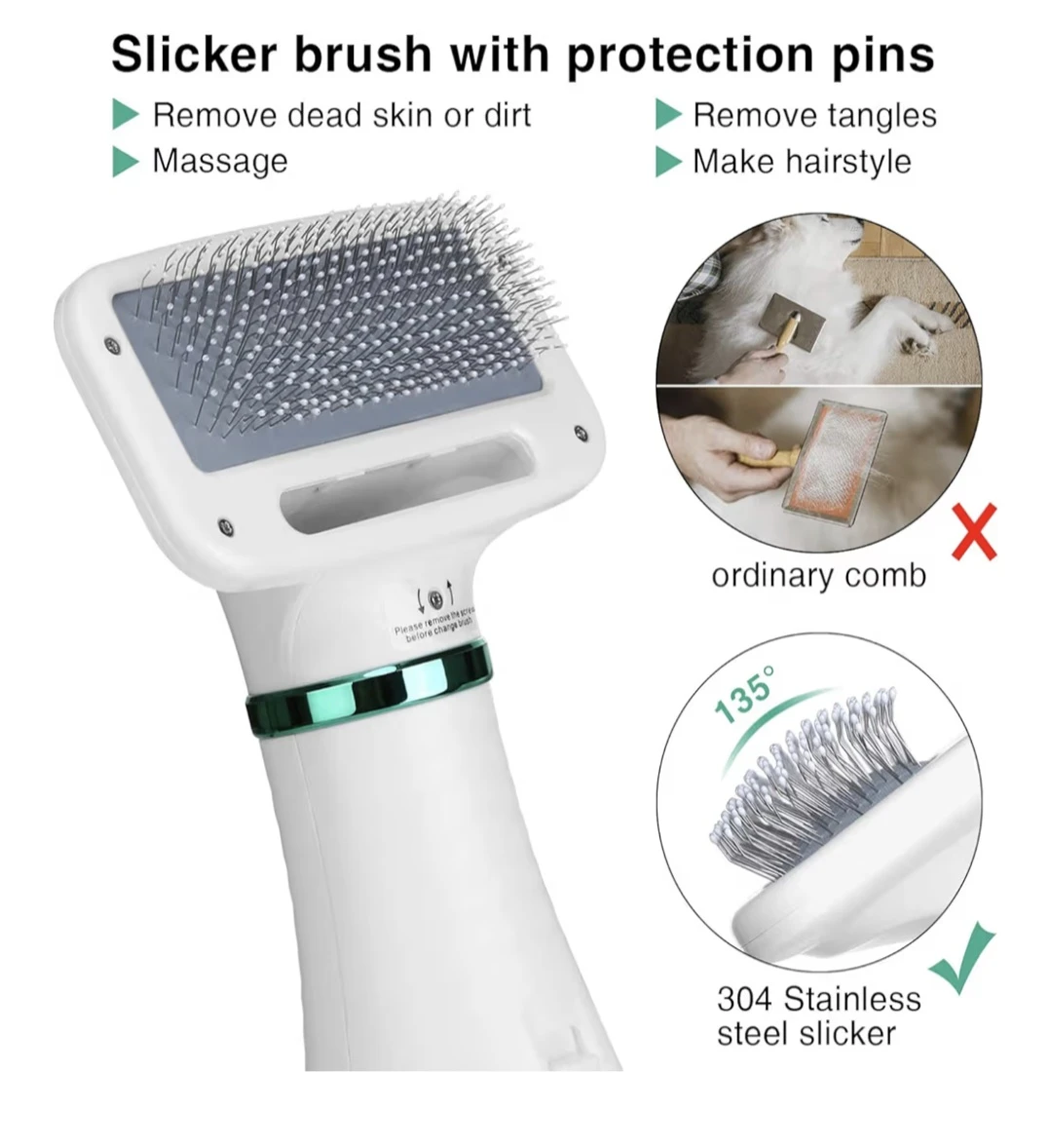 2-in-1 Pet Grooming Dryer and Slicker Brush - photo 4