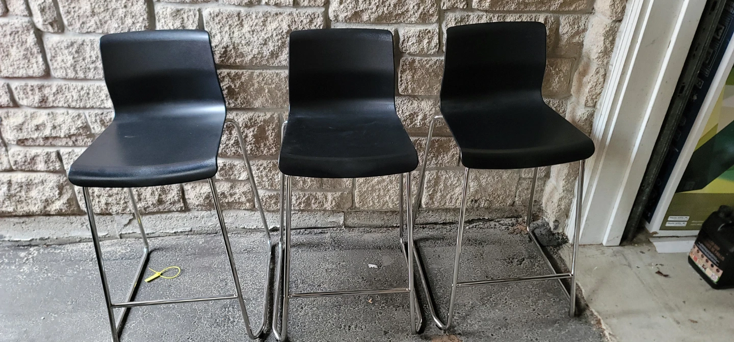 Set of 3 Black Counter Stools