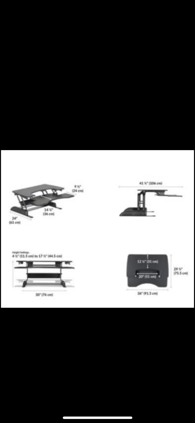 Standing Desk Converter 36" Wide - Black - photo 3