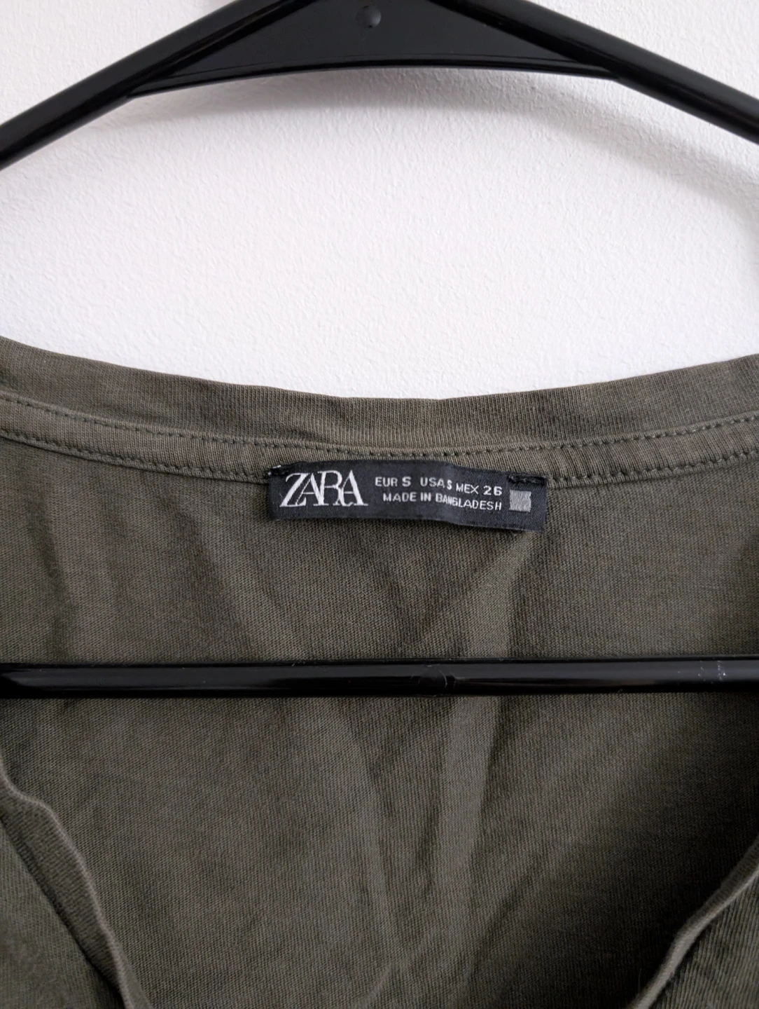 ZARA V-Neck T-Shirt Summer Olive Green 100% Cotton 19" ptp - photo 2