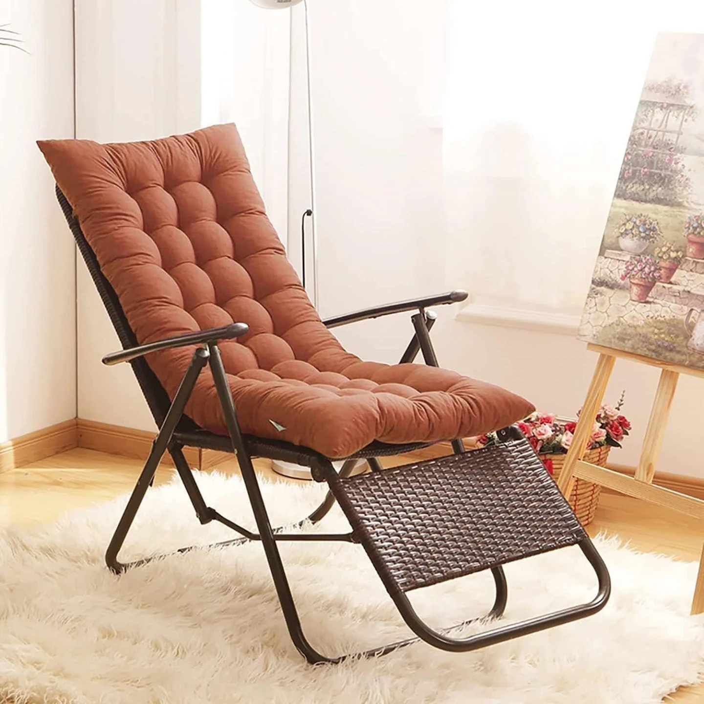Tufted Lounge Chair Cushion - Brown