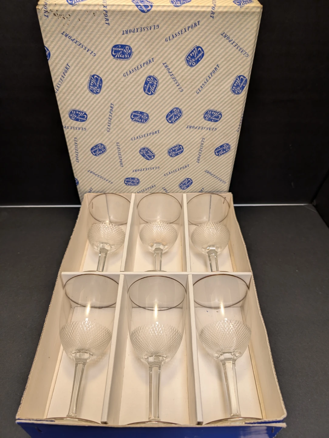 Rare 1960s Czechoslovakia Glassexport Crystal Goblets (Set of 6)
