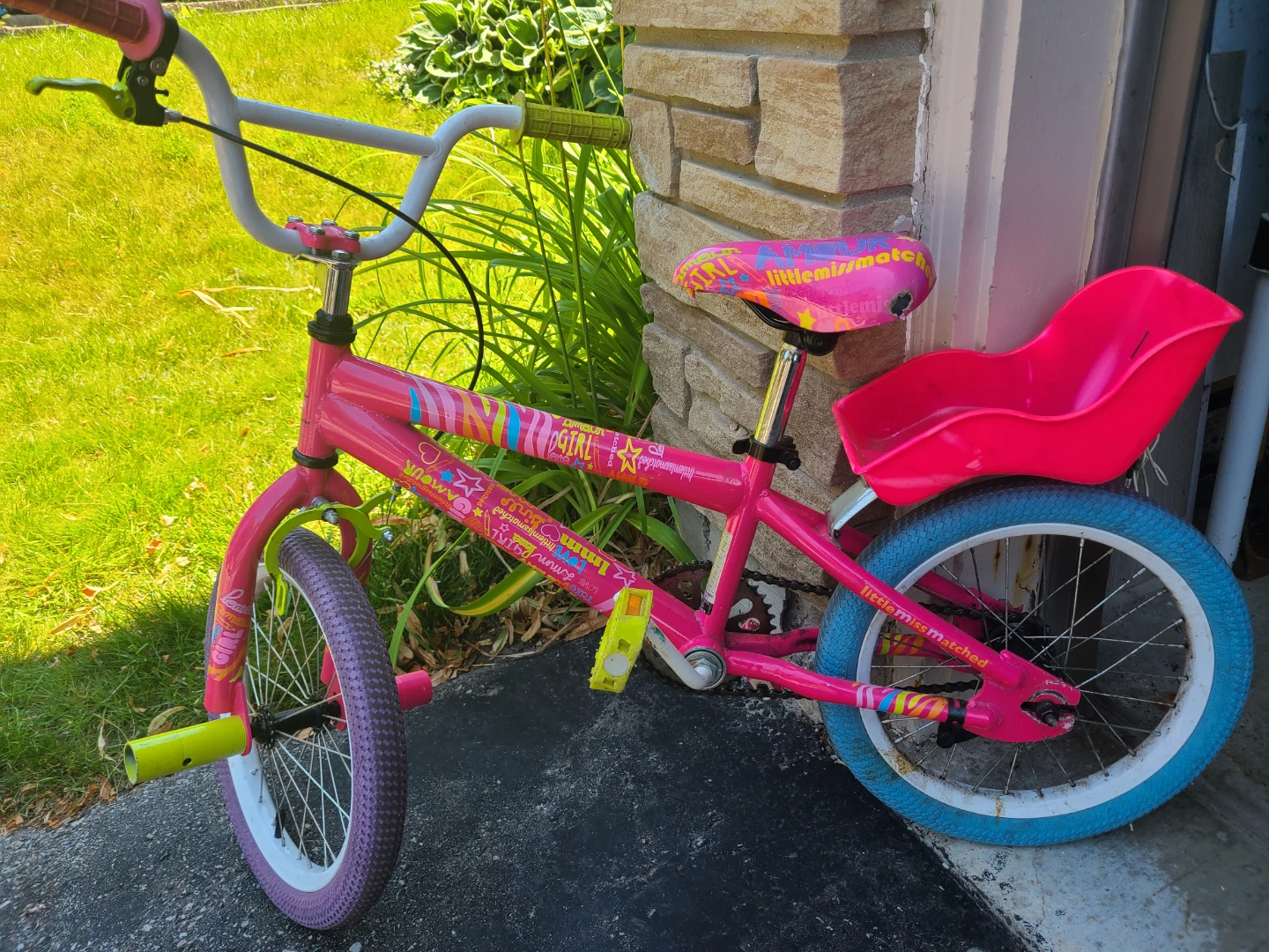 Little Miss Matched Pink Kids Bike with Doll Seat
