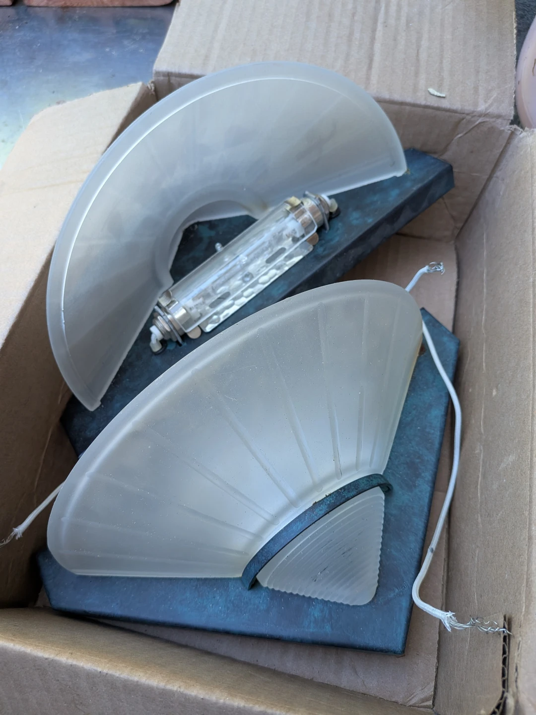 Vintage Frosted Glass Sconce Wall Lights (Pair) - photo 2