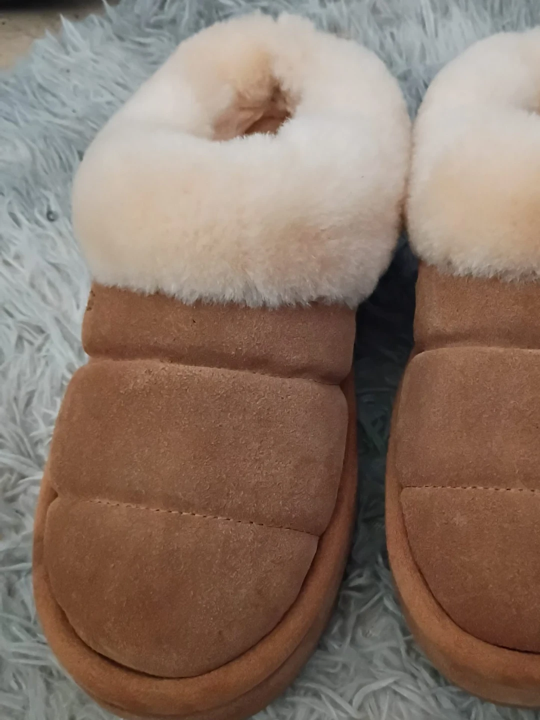 Brown Suede Sheepskin Lined Slippers - photo 2