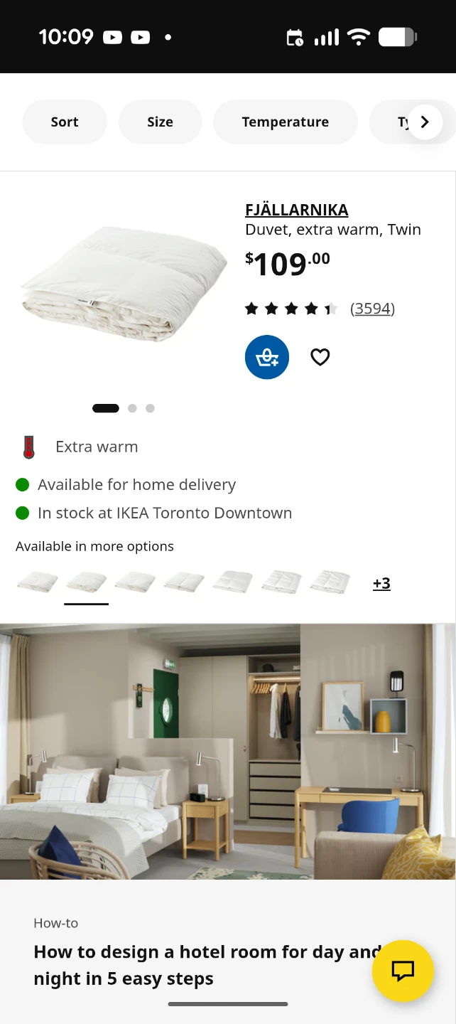 IKEA FJÄLLARNIKA Extra Warm Duvet & Cover, 2 ROSENSKÄRM Pillows