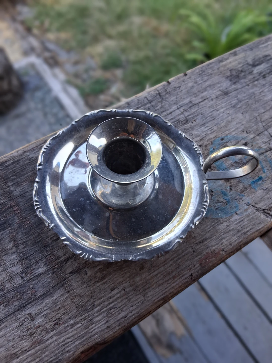 Vintage Star Brass Candlestick Holder with Handle