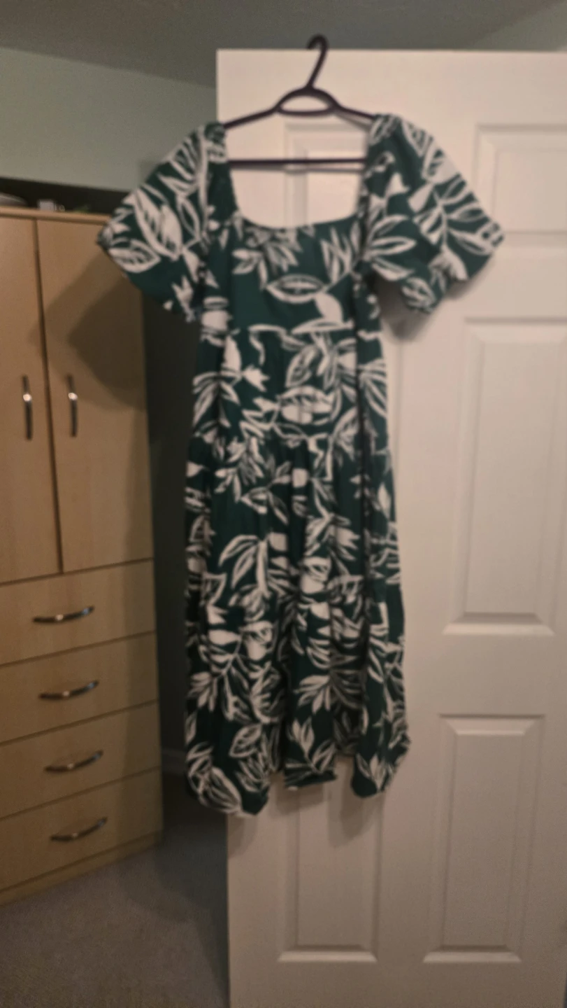 Green floral midi dress with square neck - photo 2